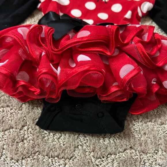 NEWBORN Disney Minnie Mouse Red & Black Polka Dot outfit Costume w/free puppet - Picture 3 of 13